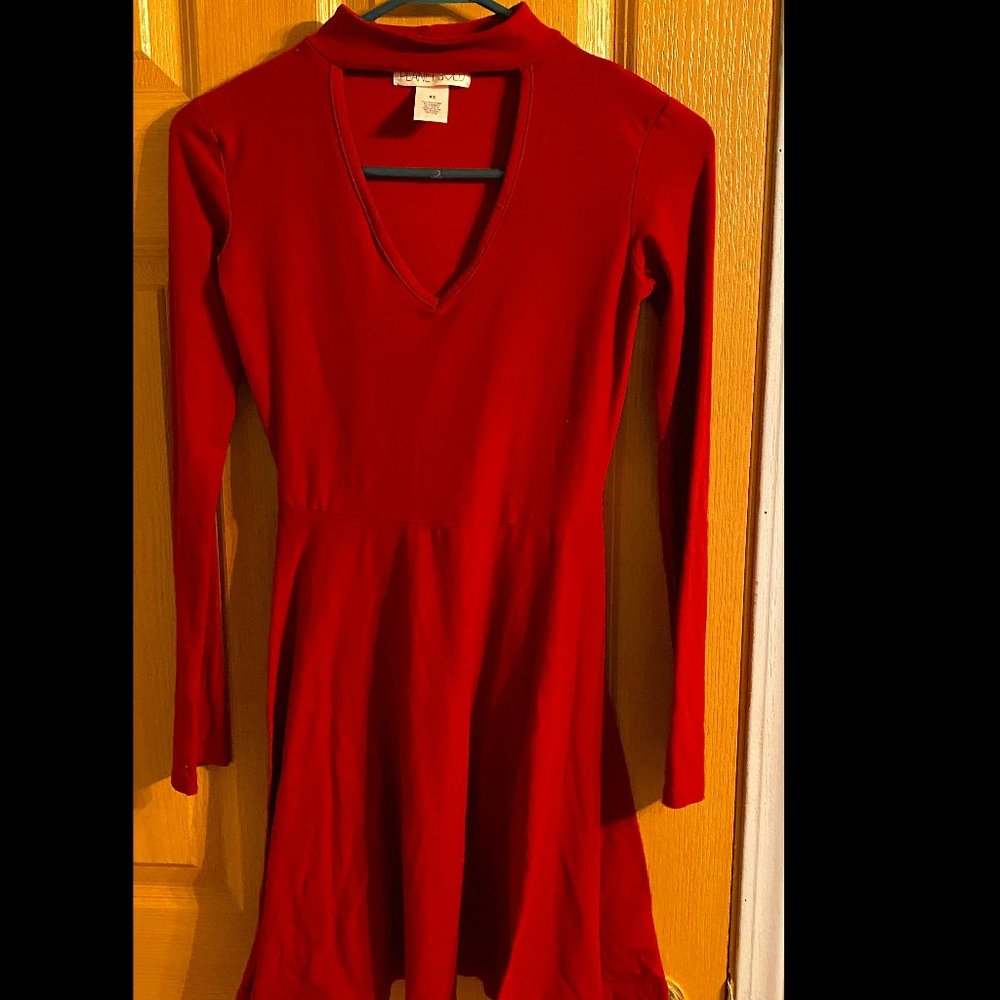 Red V-Neck Dress